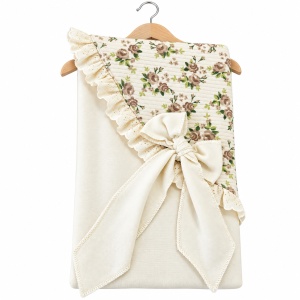 Set bebe fetita din bumbac 10 piese, crem cu imprimeu floral si iepuras - Img 5