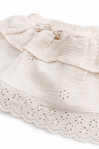 Set fetite vara top roz si fusta din muselina, cu dantela, elegant si lejer - Img 4