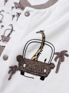 Set haine bebe baiat 2 piese bumbac premium – tricou cu capse si pantaloni cu girafa - Img 4
