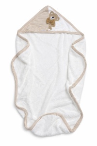 Set halat baie copii 4 piese cu gluga ursulet, prosop baie copii si papuci bebe pufosi - Img 3