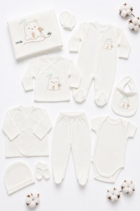 Set nou-nascut 10 piese Cute Bear, 100% bumbac, hainute bebe pentru maternitate - Img 7