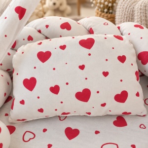 Baby nest impletit 60x80 cm cu baldachin si pernuta, model Inimioare pentru nou nascuti - Img 5
