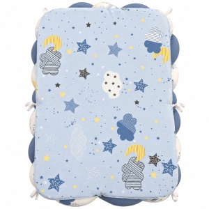 Baby nest impletit 60x80 cm cu pernuta, albastru, model cer Instelat pentru nou nascuti - Img 5
