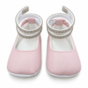 Balerini bebe fetite roz cu barete stralucitoare, eleganti pentru botez si ocazii - Img 3