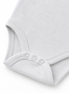 Body bebelusi gri deschis din bumbac cu maneca lunga, body unisex cu capse - Img 3