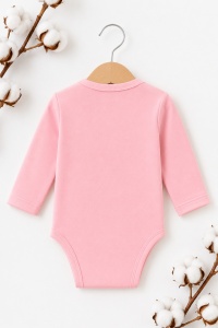 Body bebelusi roz din bumbac cu maneca lunga, body fetita cu capse - Img 2