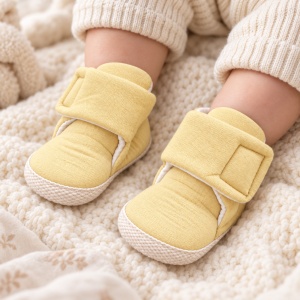 Cizmulite bebe galbene captusite cu arici si talpa moale