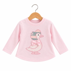 Compleu fetita 3 piese din bumbac cu bluza jacheta cu gluga si pantaloni roz gri - Img 4