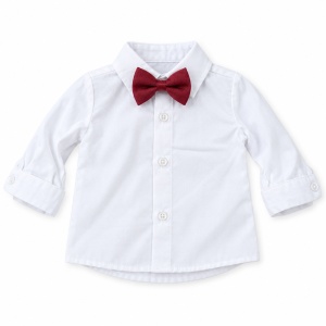 Costum bebe baiat rosu bordo 3 piese cu sacou camasa si pantaloni elegant, fotografie de produs pe fundal alb