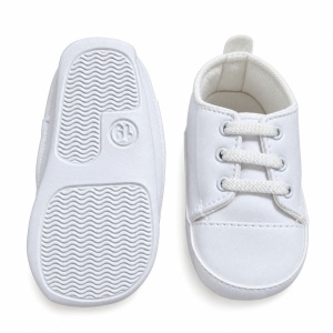 Pantofiori bebe albi cu sireturi, eleganti, talpa moale - Img 5