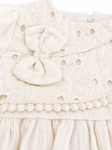 Rochita bebe fetita cu bentita din muselina eleganta crem - Img 5