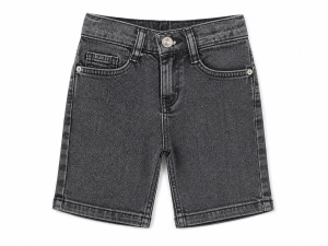 Set bebe baiat 2 piese tricou albastru cu imprimeu si pantaloni scurti denim negri - Img 4