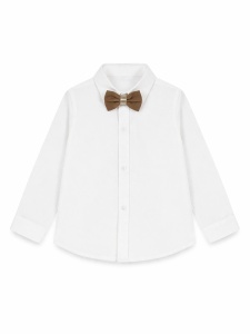 Set bebe baiat 3 piese elegant camasa papion pulover si pantaloni casual - Img 7