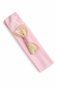 Set bebe fetita bumbac roz 3 piese cu dantela bluza pantaloni si bentita eleganta - Img 4