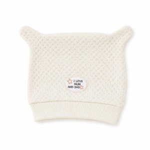 Set bebe unisex 5 piese crem cu catelus, bavetica si caciulita din bumbac - Img 5
