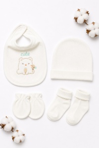 Set nou-nascut 10 piese Cute Bear, 100% bumbac, hainute bebe pentru maternitate - Img 4