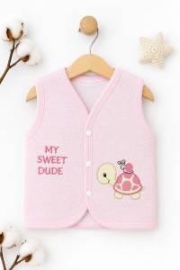 Vesta bebelusi roz My Sweet Dude, bumbac matlasat, vesta fetite