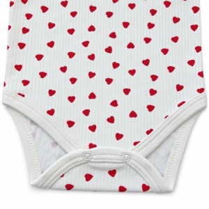 Body bebe alb din bumbac cu inimioare rosii, maneca lunga si capse pe umeri - Img 5
