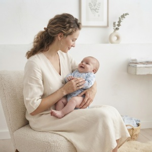 Body bebe bleu cu maneca lunga si imprimeu, fotografie lifestyle