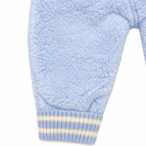 Combinezon bebe din blanita bleu captusit cu bumbac, gluga cu urechi - Img 5