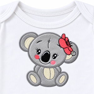 Compleu bebe fetita 3 piese, bumbac, body cu koala, jacheta cu gluga si pantaloni, alb - Img 6