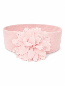 Compleu elegant bebe fetita roz pudrat cu bentita si dantela 3 piese - Img 6