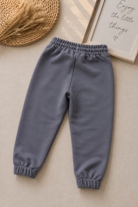 Pantaloni cargo premium pentru copii din bumbac gri antracit cu buzunare aplicate - Img 3