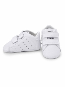 Pantofi bebelusi albi tip sneakers cu inchidere cu arici, talpa moale antiderapanta pentru primii pasi - Img 7