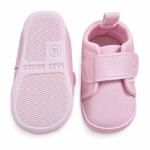Pantofiori bebe roz din piele ecologica cu arici si inimioara brodata - Img 5