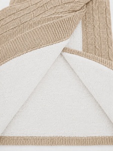 Paturica bebe tricotata bej imblanita, 85x100 cm, premium pentru sezon rece - Img 2