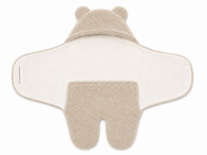 Port bebe crem cu gluga tip ursulet, interior pufos si inchidere velcro - Img 3