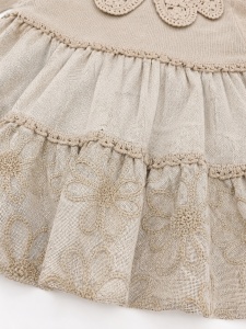 Rochie fetita crem eleganta cu guler dantelat, maneca lunga, stil boho vintage - Img 7