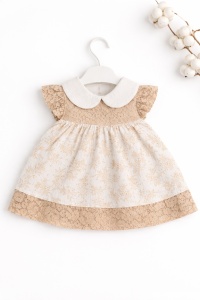 Rochita bebe eleganta cu body integrat din bumbac si dantela model floral - Img 2