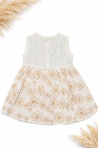 Rochita bebe fetita alba cu imprimeu floral si bolero pufos pentru ocazii speciale - Img 4