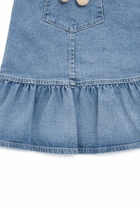 Rochita bebe fetita denim cu bluza din bumbac si aplicatie ursulet - Img 4