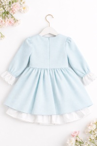 Rochita eleganta fetite bleu cu dantela alba stil clasic - Img 4