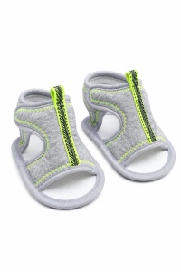 Sandale bebe gri deschis tip sport cu verde neon, usoare si flexibile vara - Img 5