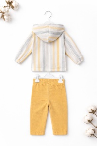 Set bebe 2 piese bumbac vaporos hanorac pantaloni galben baieti - Img 3