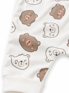 Set bebe 2 piese din bumbac alb body si pantaloni my little bear - Img 3