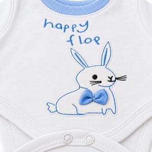 Set bebe 3 piese din bumbac cu hanorac, body si pantaloni bleu - Img 7