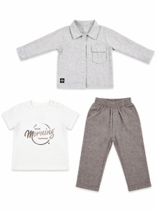 Set bebe baiat 3 piese camasa bluza si pantaloni casual elegant - Img 5