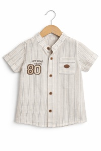 Set bebe baiat 3 piese din bumbac camasa tricou si pantaloni scurti casual, fotografie de produs pe fundal alb