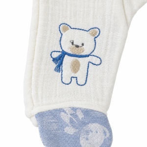 Set bebe baiat din muselina 5 piese cu vesta integrata si accesorii bleu - Img 4