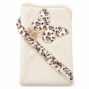 Set bebe fetita din bumbac 10 piese, crem cu imprimeu animal print si fluturi - Img 5
