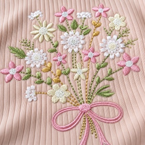 Set bebe fetita din bumbac 10 piese, roz pudrat, model floral - Img 6