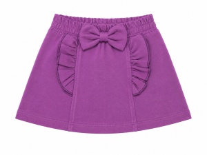 Set haine bebe fete 2 piese bumbac – tricou si fusta pantalon mov cu fundita - Img 5
