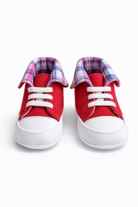 Tenisi bebelusi rosii cu siret talpa flexibila carouri stil sport casual - Img 5