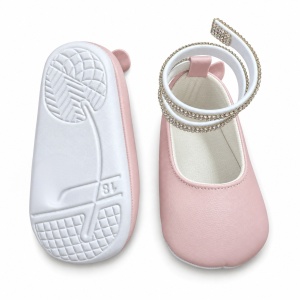 Balerini bebe fetite roz cu barete stralucitoare, eleganti pentru botez si ocazii - Img 6