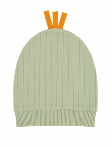 Caciulita bebe verde salvie cu ursulet si fundita decorativa unisex nou nascut - Img 3