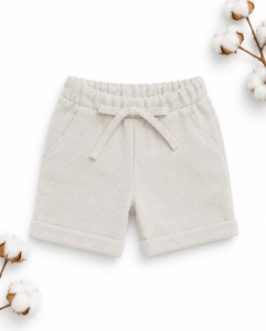 Compleu bebe baieti 3 piese elegant cu vesta crem si pantaloni scurti - Img 5